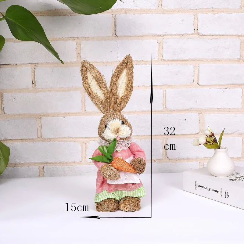 Conejo de Paja - Decoración de Pascua para Hogar y Jardín