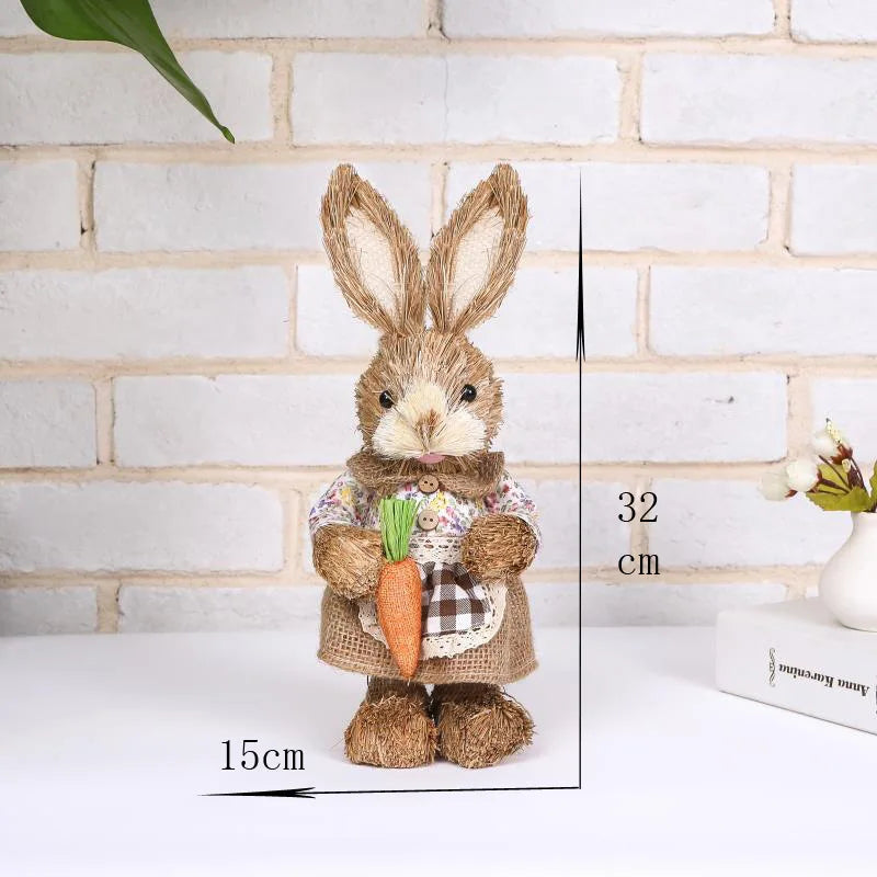 Conejo de Paja - Decoración de Pascua para Hogar y Jardín