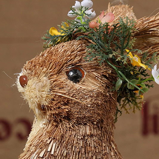 Conejos de Paja de Pascua - Figura Decorativa de Madre e Hijo 🐰🌸