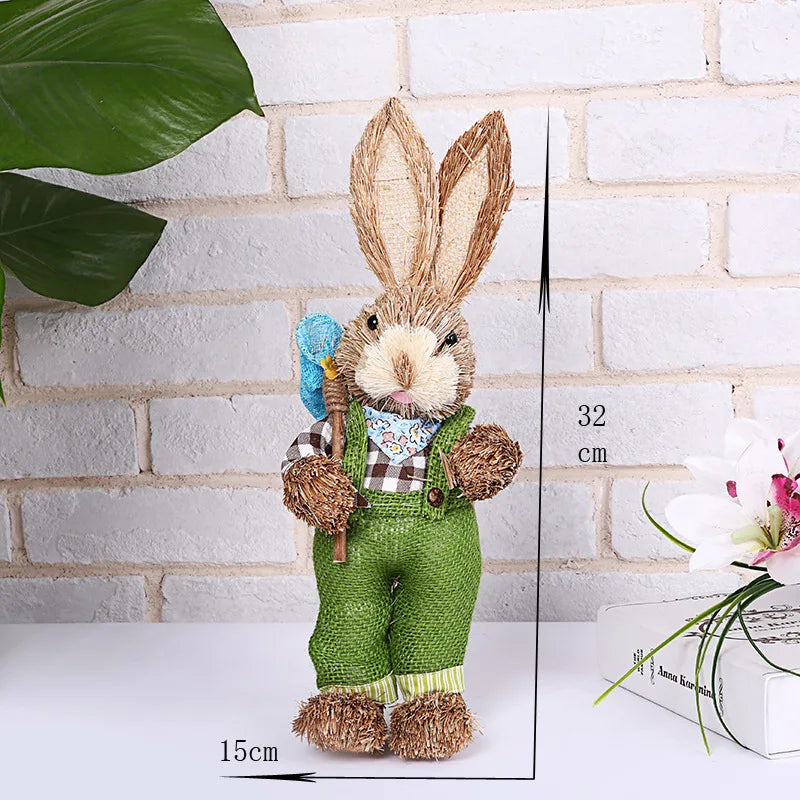 Conejo de Paja - Decoración de Pascua para Hogar y Jardín