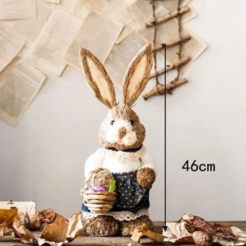 Conejo de Paja 46cm - Decoración de Pascua para Hogar y Jardín