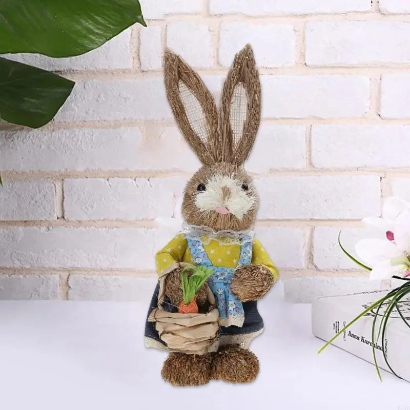 Conejo de Paja KX4B - Decoración de Pascua para Hogar y Jardín