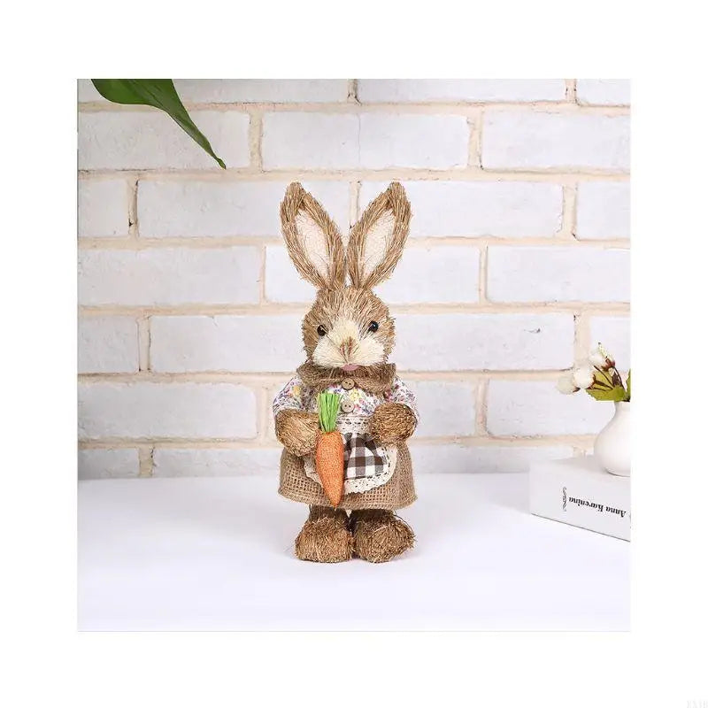 Conejo de Paja KX4B - Decoración de Pascua para Hogar y Jardín