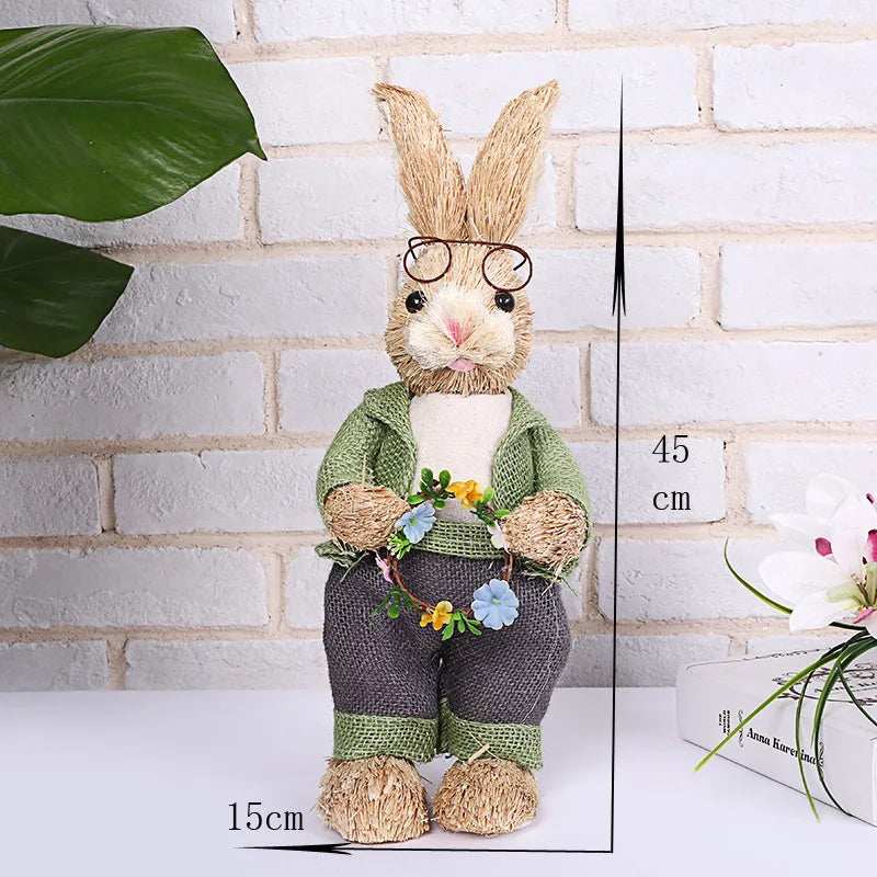 Conejo de Paja - Decoración de Pascua para Hogar y Jardín
