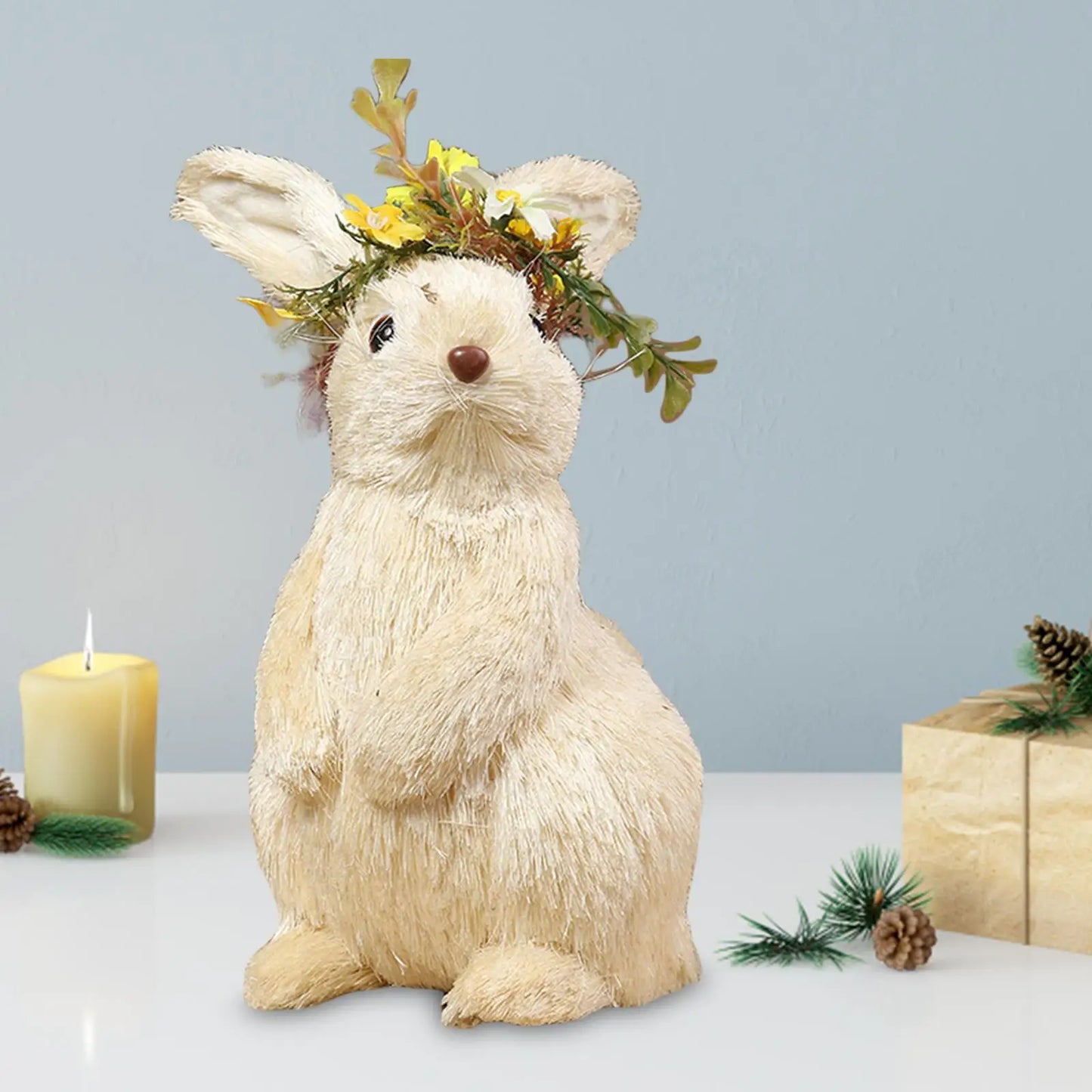 Conejos de Paja de Pascua - Figura Decorativa de Madre e Hijo 🐰🌸
