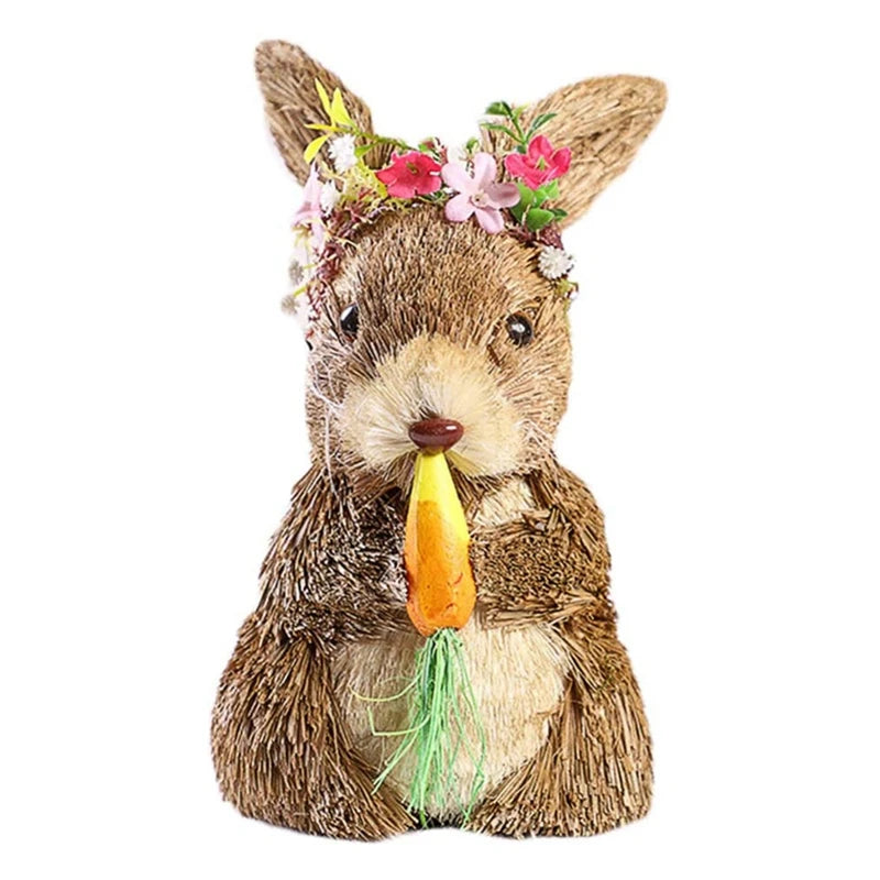 Conejo de Paja con Zanahoria - Decoración de Pascua