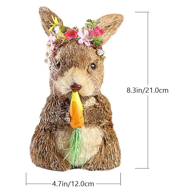 Conejo de Paja con Zanahoria - Decoración de Pascua