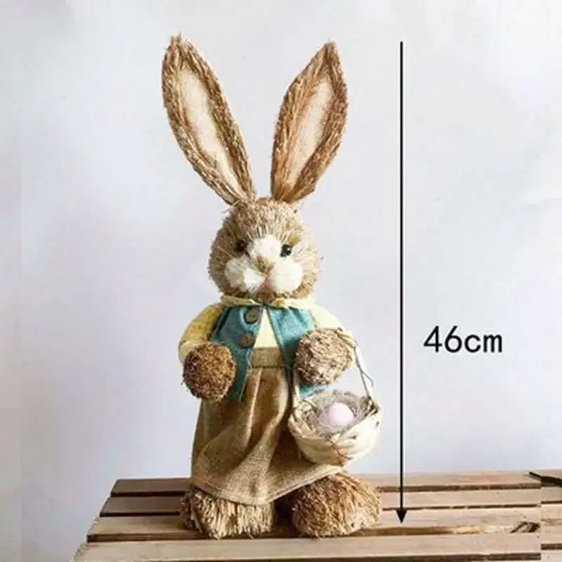 Conejo de Paja 46cm - Decoración de Pascua para Hogar y Jardín