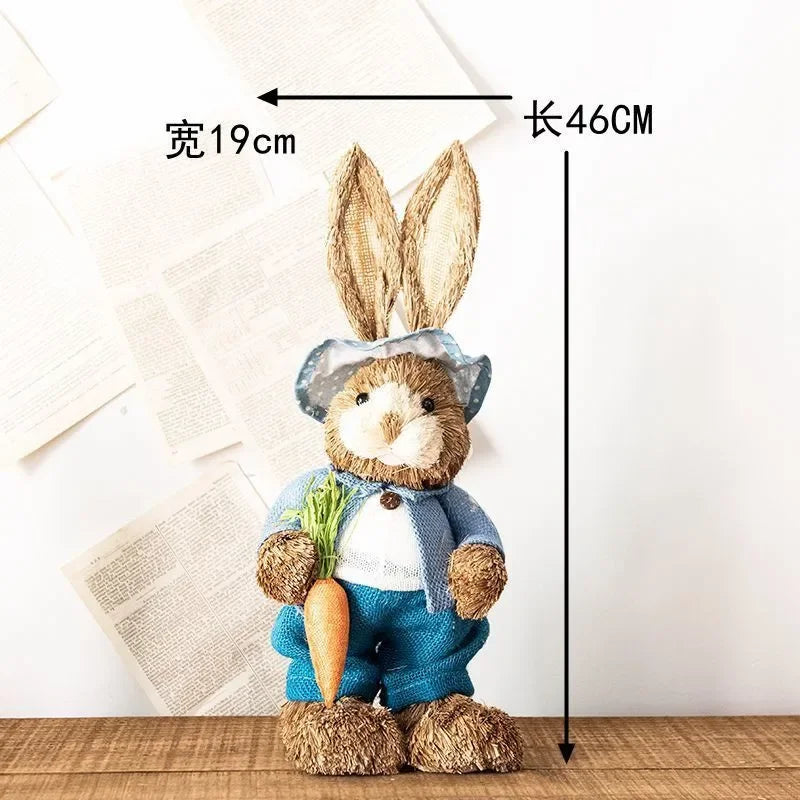 Conejo de Paja 46cm - Decoración de Pascua para Hogar y Jardín
