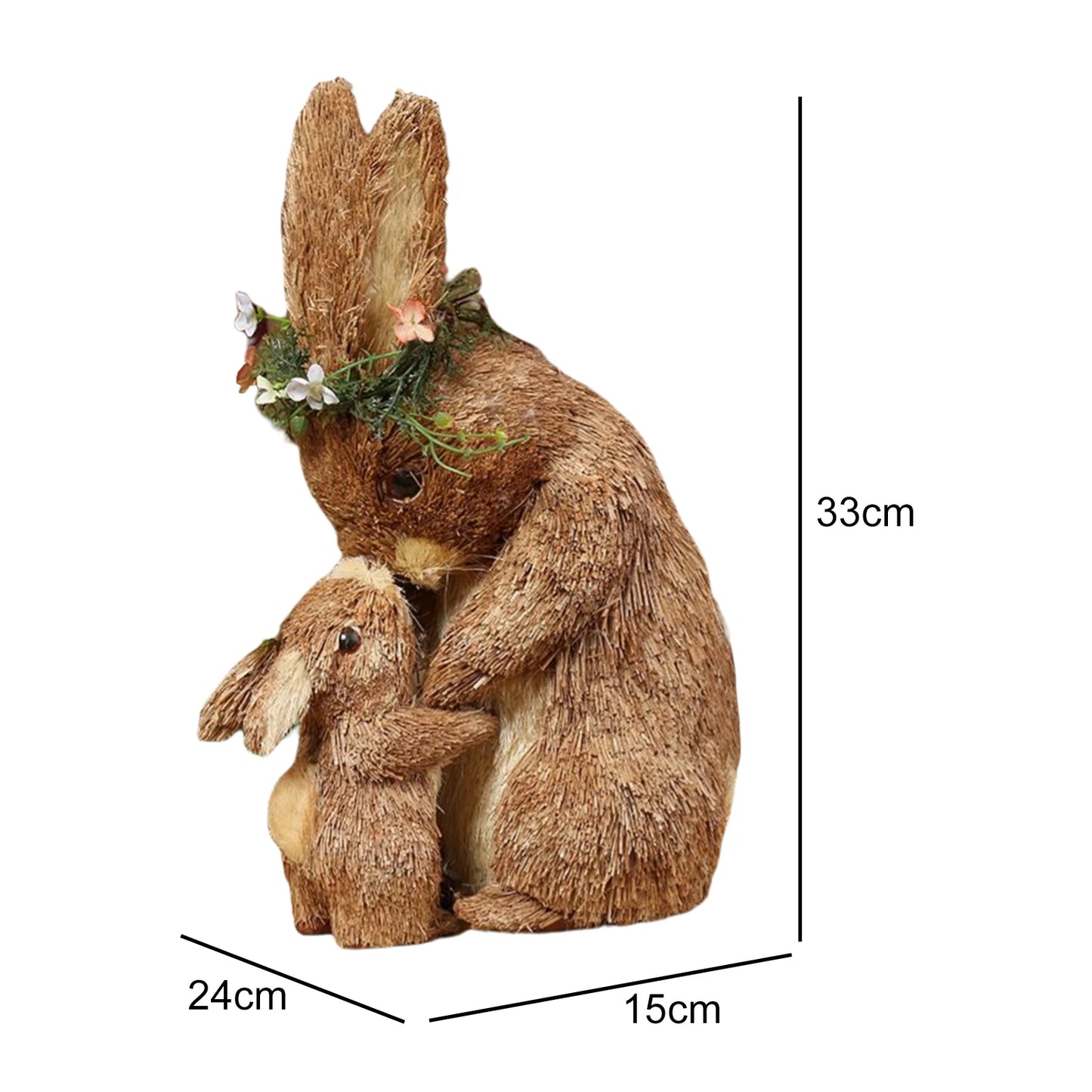 Conejos de Paja de Pascua - Figura Decorativa de Madre e Hijo 🐰🌸