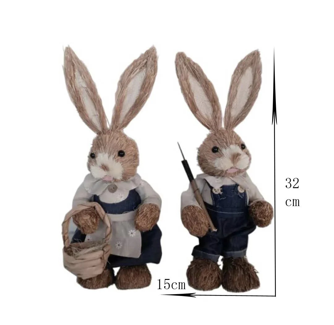 Conejo de Paja - Decoración de Pascua para Hogar y Jardín