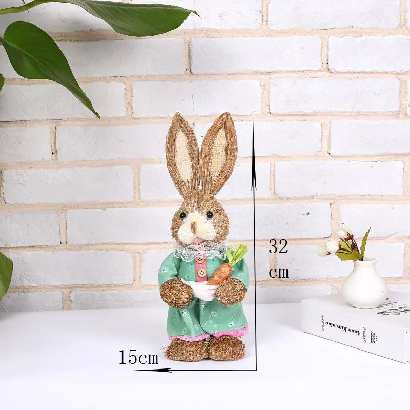 Conejo de Paja - Decoración de Pascua para Hogar y Jardín