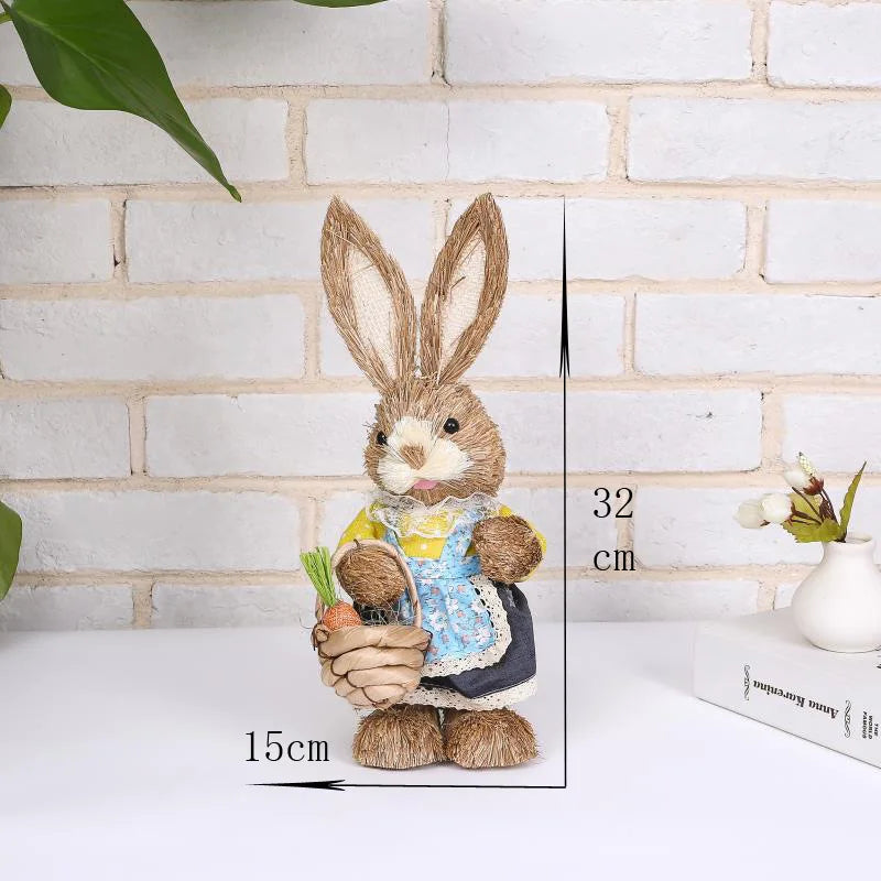 Conejo de Paja - Decoración de Pascua para Hogar y Jardín