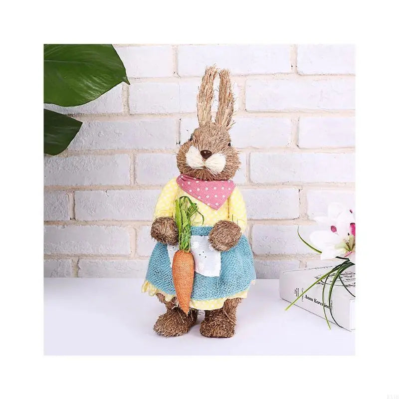 Conejo de Paja KX4B - Decoración de Pascua para Hogar y Jardín