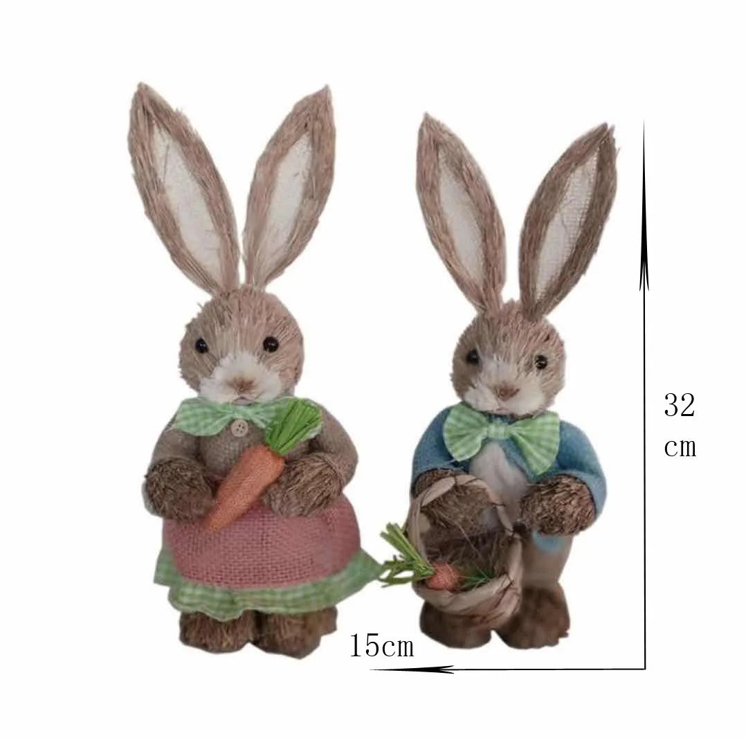 Conejo de Paja - Decoración de Pascua para Hogar y Jardín